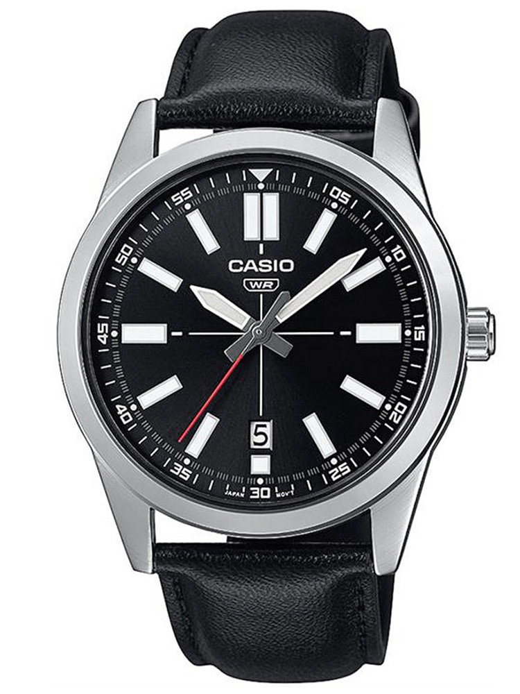 Pánske hodinky Casio CASUAL DATE - KOŽENÉ, ČIERNE (Ø 41 mm)