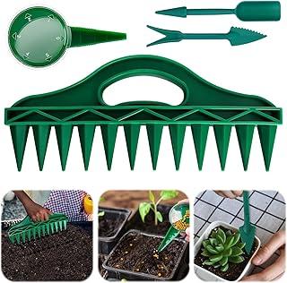 Akhan 4er Set Sämaschine Pflanzhilfe mit 12 Löchern SamenSpender zur Vermehrung mit verstellbarem Hand Setzgerät Pikierstab und Pikiergabel Pflanzensamen Werkzeug Für Gartenbau-Aussaat 174797873