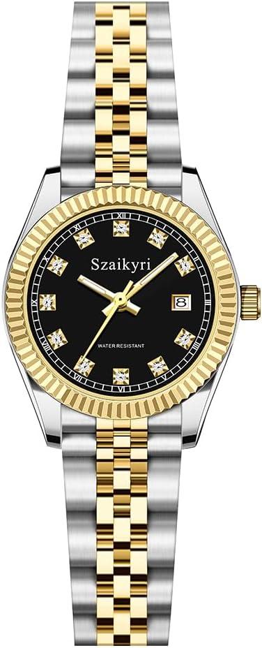 Szaikyri Watch Für Damen, Klassische Damenuhr mit Festem Rostfreien Stahlgürtel Wasserdicht Armbanduhr Damen Kalender Uhr für Damen Präzise Zeitmessung
