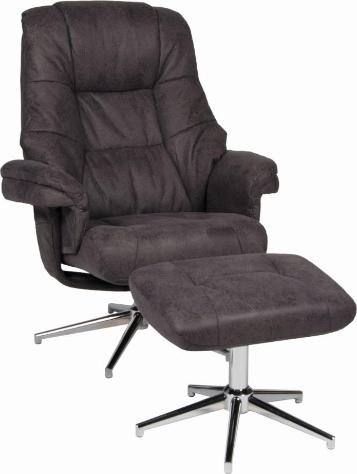 Relaxsessel 360° drehbar inkl Hocker BURNABY von DUO Collection Buffel anthrazit 11496