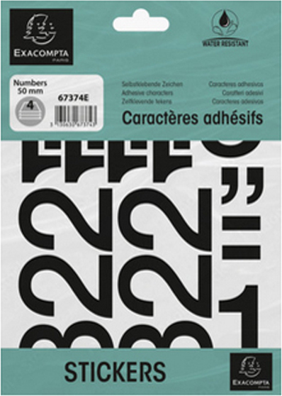 Exacompta Clairefontaine EXACOMPTA Selbstklebezahlen 0-9 50 mm schwarz 67374E