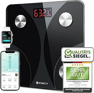 Akhan Etekcity Waage Personen - Personenwaage digital mit Körperfett und Muskelmasse - 180kg Körperfettwaage - Fitness Scale - 13 Körperwerte - Körperfett/BMI/Muskelmasse/Protein/BMR - Schwarz 174843622