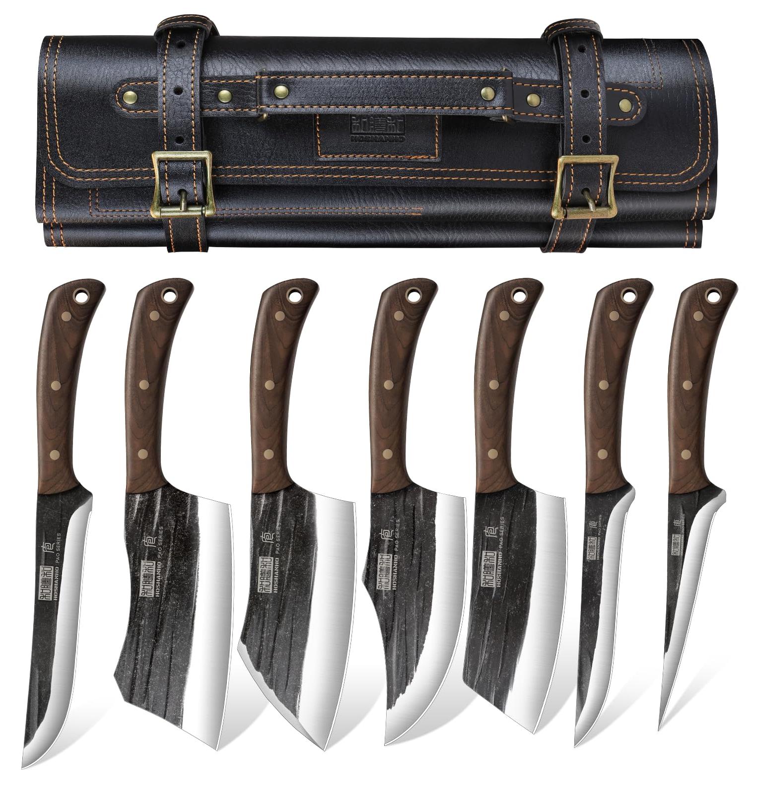 HOSHANHO Metzgermesser Set, Metzger Küchenmesser Set mit Messertasche