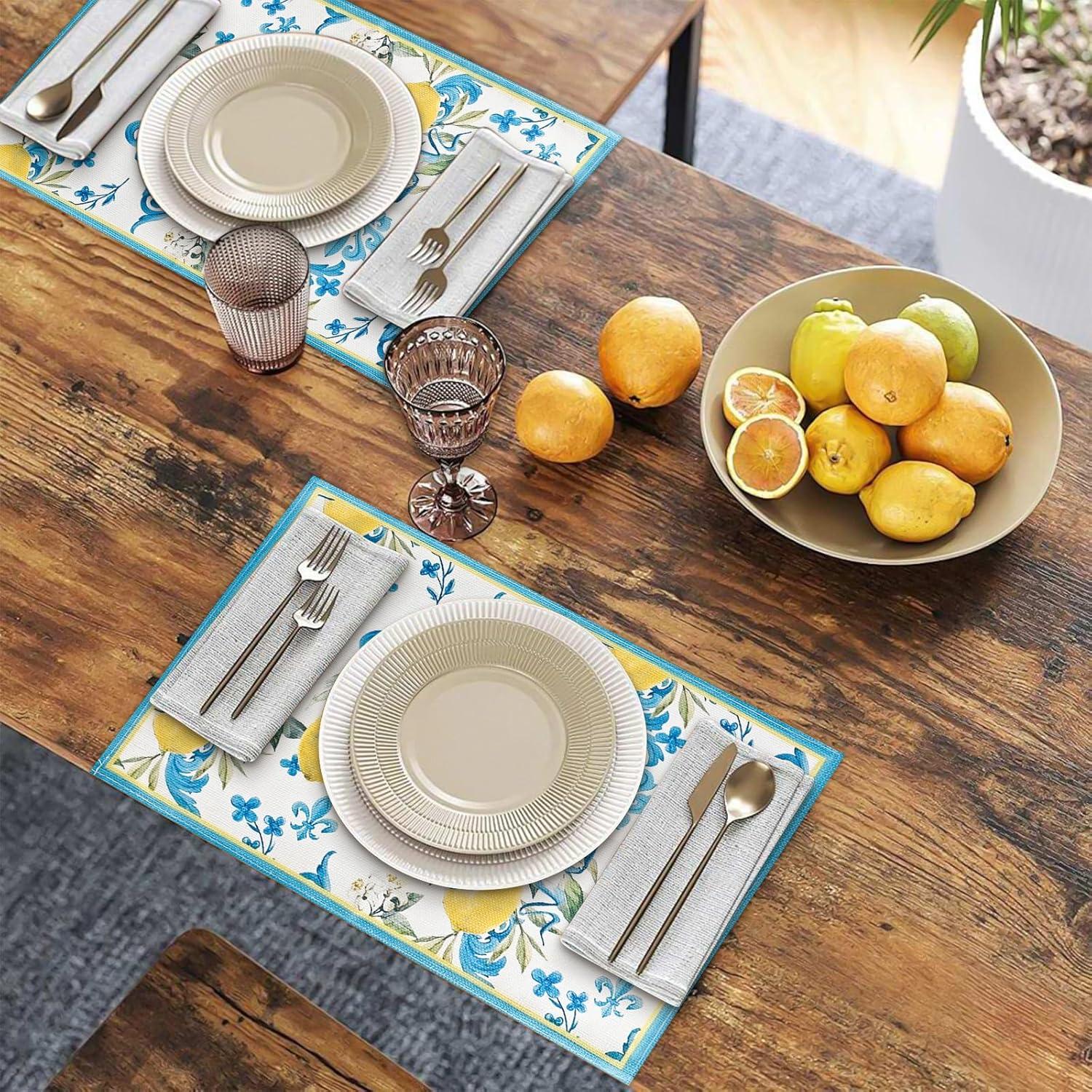 Markenlos Leinen- Platzsets - fröhliches Design - Set von 8 - 45x30 cm