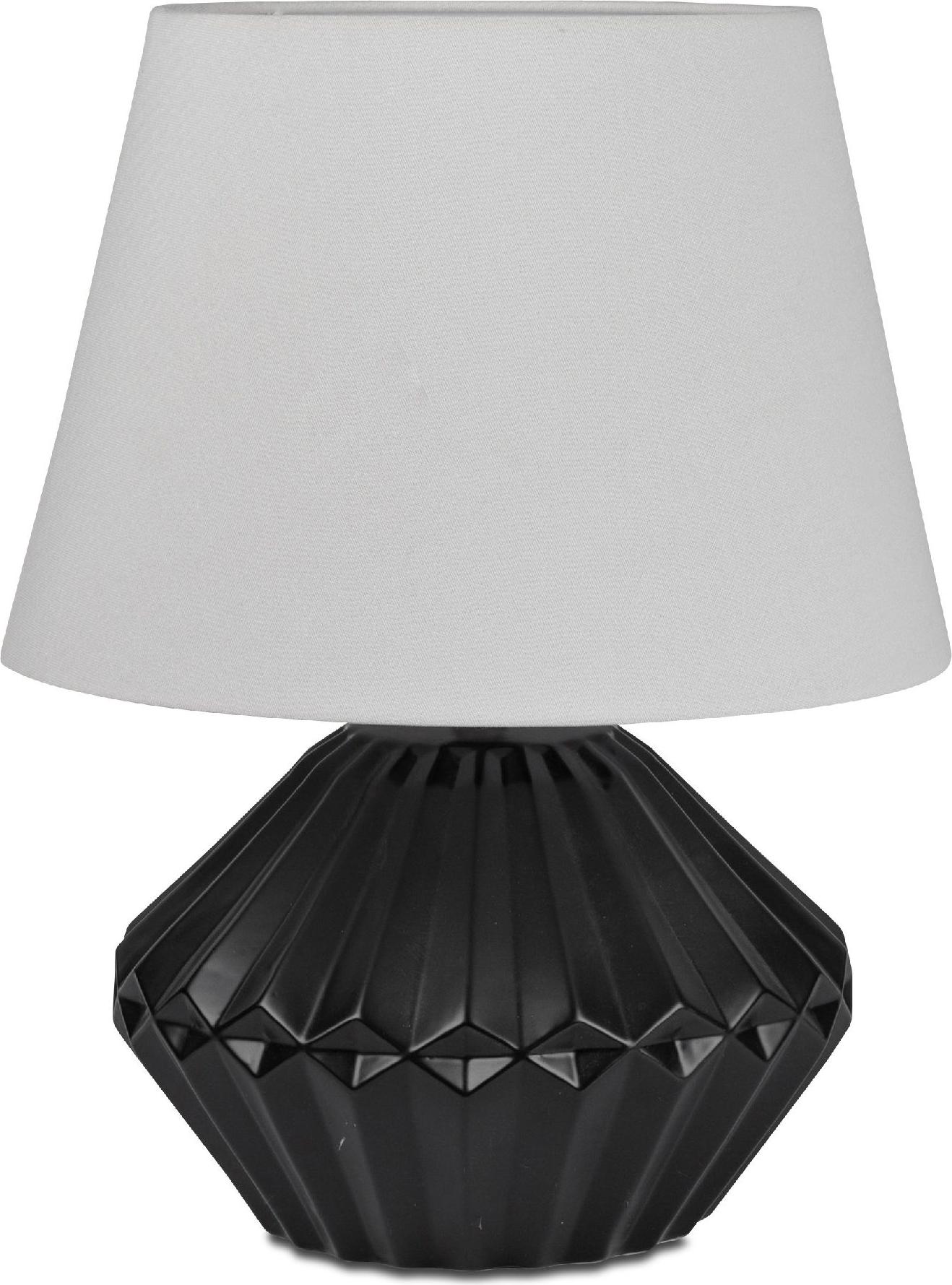 Tischlampe Relief bauchig rund matt schwarz H. 46cm mit silbernem Schirm Formano 715692