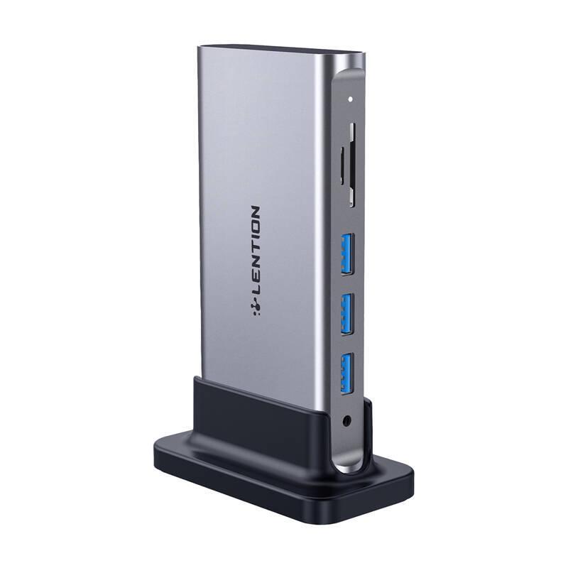 Dokovacia stanica Lention 11 v 1, USB-C na 5x USB 3.0 + HDMI 4K@60Hz + RJ45 + 3,5 mm + SD + USB-C PD