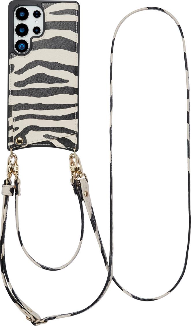 Puzdro na telefón Selencia Nova s káblom a držiakom na karty pre Samsung Galaxy S25 Ultra - Zazzy Zebra