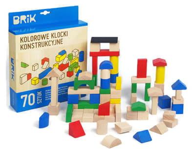 70 bemalte Holzbauklötze – Polnische Brik-Bauklötze