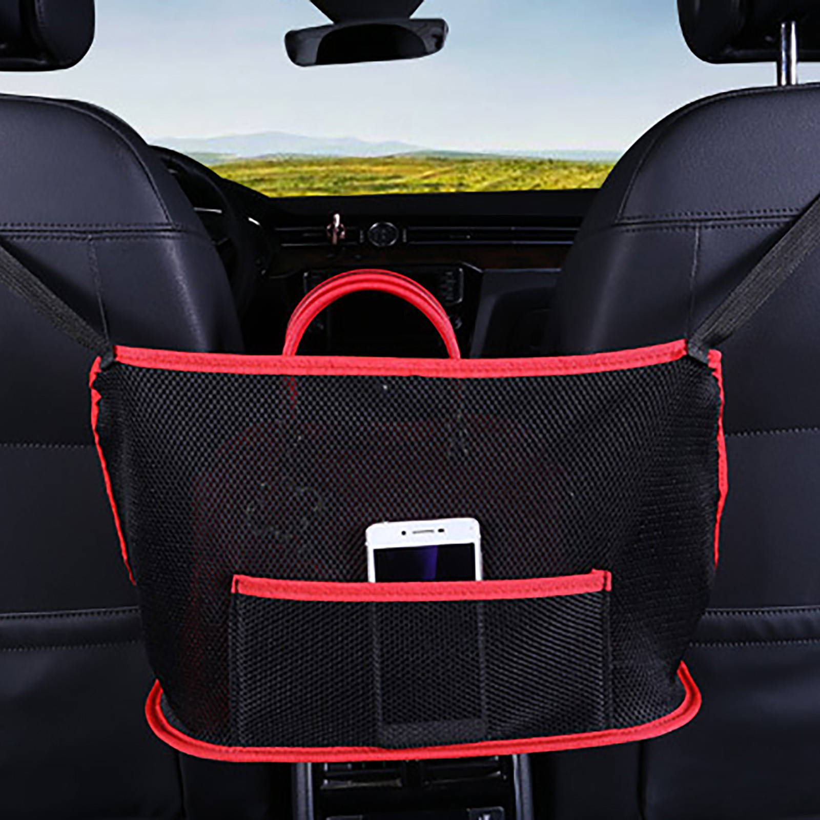 OHYER Auto Organizer Leder - Gepäcknetz Für Vordersitze Mit Staufach