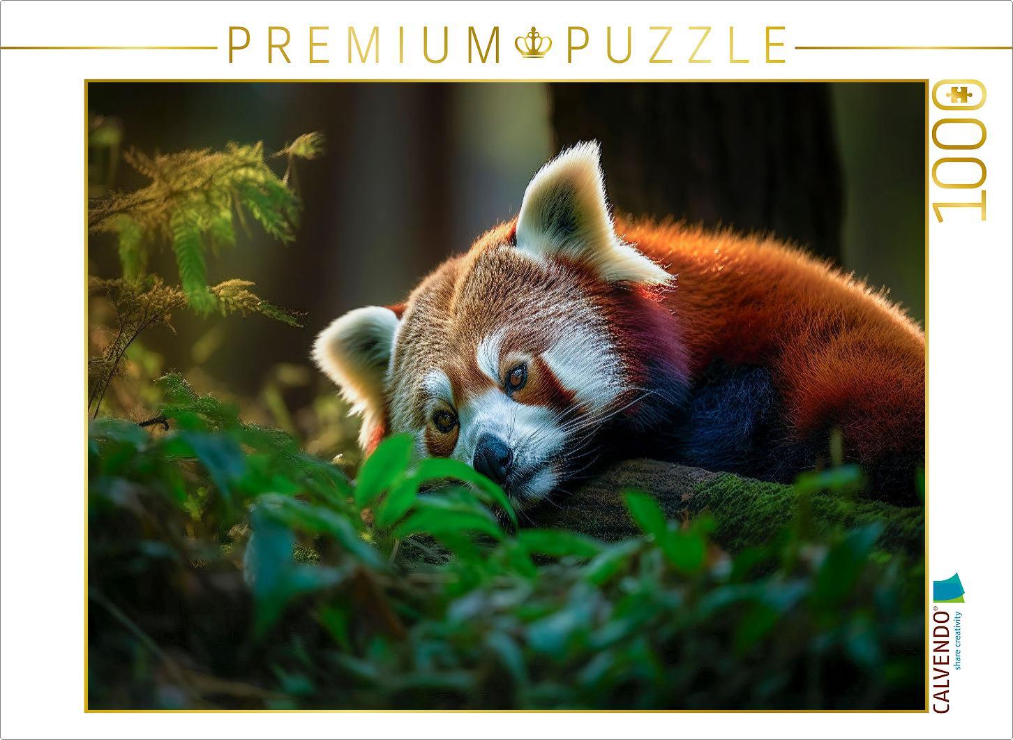 CALVENDO Puzzle Roter Panda - kurz ausruhen | 1000 Teile Lege-Größe 64x48cm Foto-Puzzle für glückliche Stunden