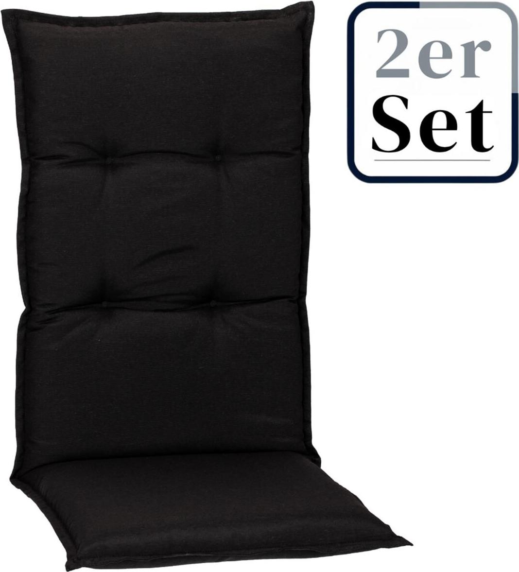 Green Spirit 2er Set Hochlehner Auflage Trabzon, Motiv - Uni, anthrazit, 118x46x8cm