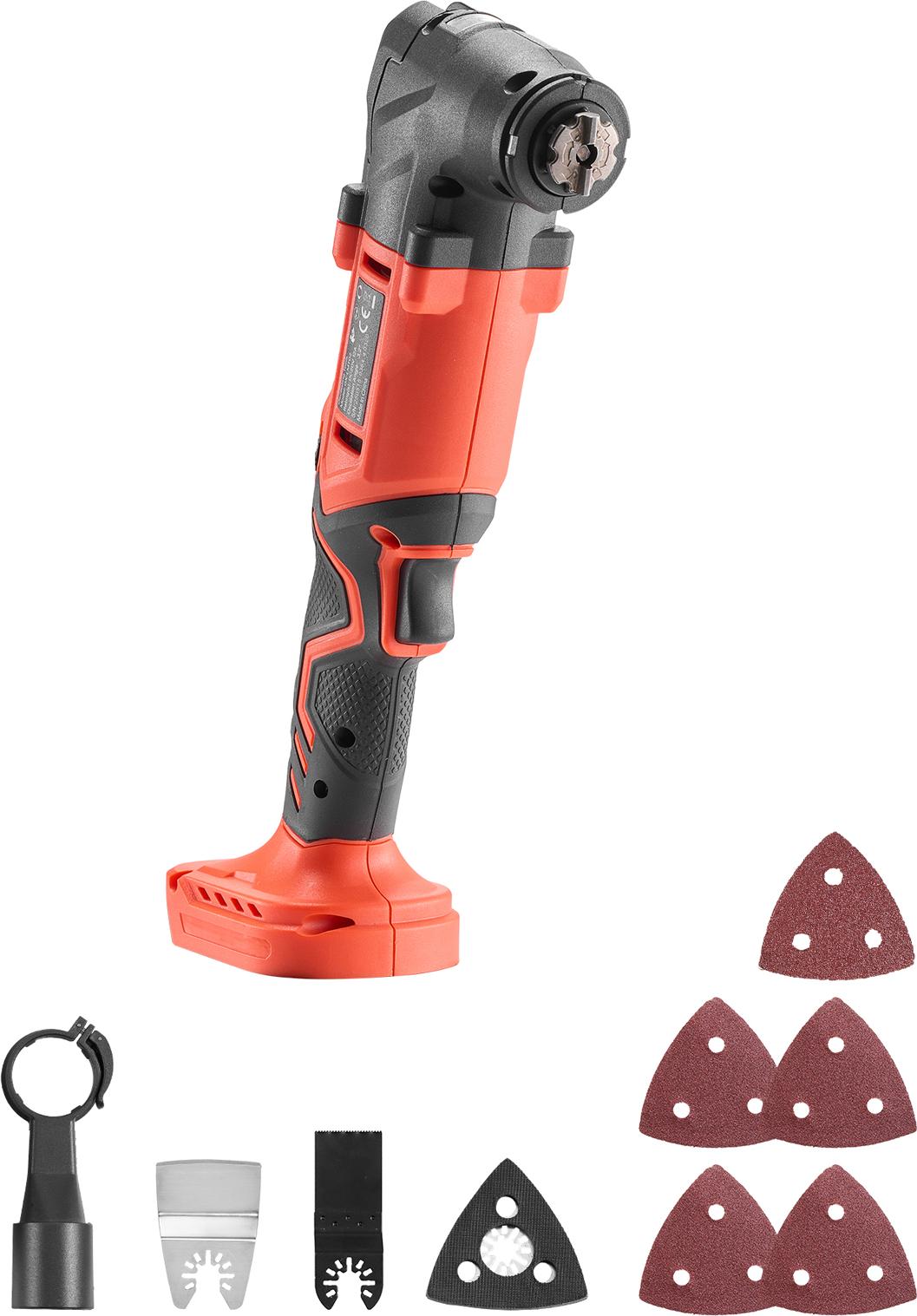 SucceBuy Akku-Multifunktionswerkzeug, 20-V-Multi-Cutter mit 6 variablen Geschwindigkeiten 8500–17000 OPM, 3,2° Oszillationswinkel, inkl. Sägezubehör & LED (Akkupack separat erhältlich)