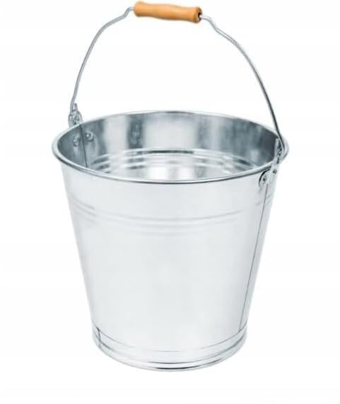 ALL4ALL Eimer - Zinkeimer - Edelstahleimer - Milcheimer - Zinkeimer mit Holzgriff- 16,10,12,5,7l Wassereimer - Futtereimer - Kückeneimer (Zinkeimer mit Holzgriff, 12l)