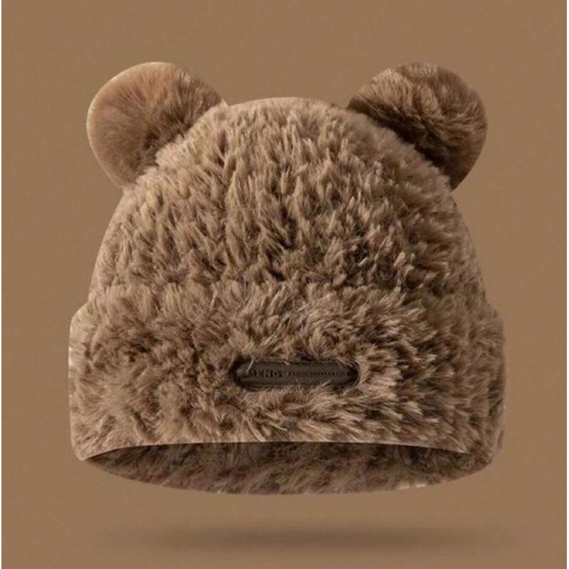 Flamenco Mystique Braune Wintermütze mit Teddybärohren und Applikation, Universalgröße, 100%.Polyacryl CA26048