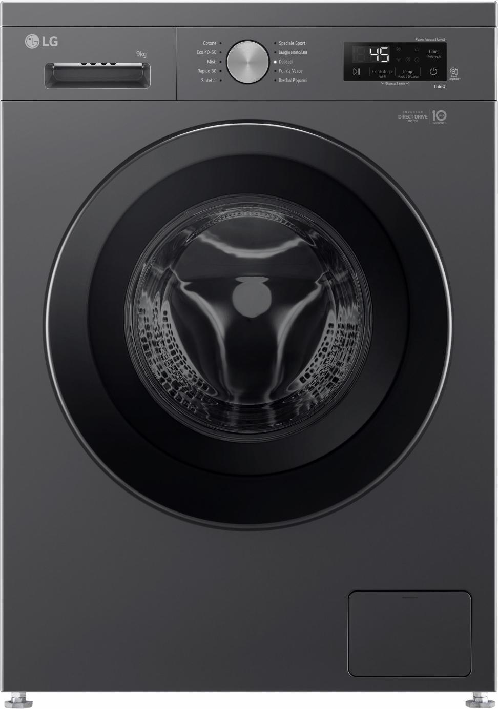 LG F4NX1009NMB Waschmaschine Frontlader 9 kg 1400 RPM Schwarz F4NX1009NMB.AMBQPIS