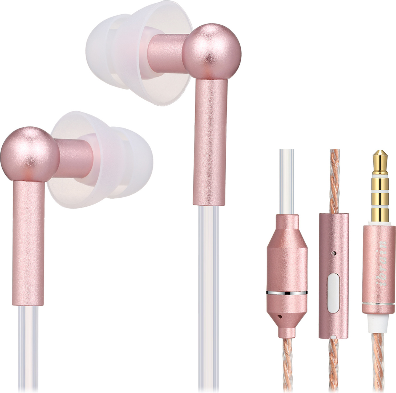 KKmoon IBRAIN FC31 Luftschlauch Anti-Strahlung In-Ear-Kopfhoerer 3,5 mm Kabelgebundenes Musik-Headset Strahlungsfreier Kopfhoerer Rauschunterdr¹ckungs-Lautstuerkeregler mit Mikrofon
