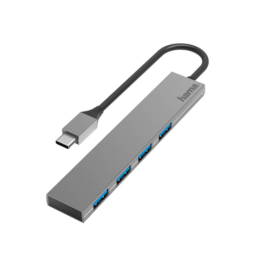 Hama 00200101 Rozbočovač USB 3.2 Gen 1 (3.1 Gen 1) Type-C 5000 Mb/s Sivá