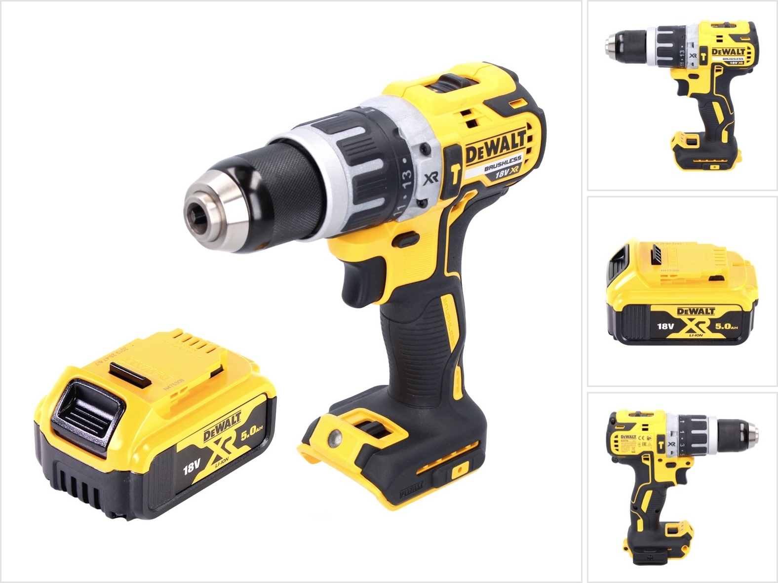 Akumulátorová príklepová vŕtačka DeWalt DCD 796 N 18 V 70 Nm bez kefiek + 1x akumulátor 5,0 Ah - bez nabíjačky