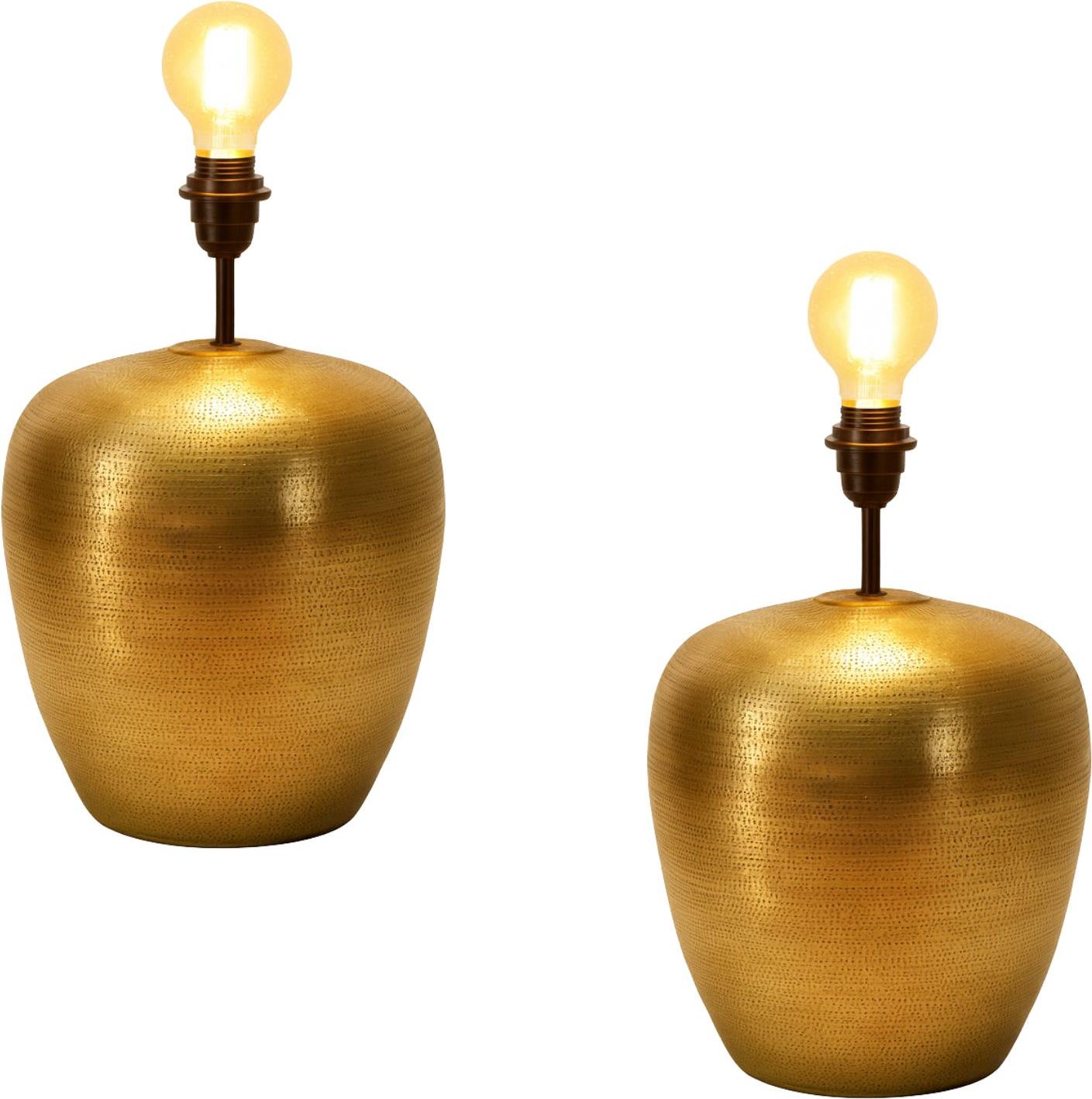 Marrakesch Orient & Mediterran Interior Marrakesch 2er Set XXL Vintage Tischlampe Nachttischlampe 39cm groß | Boho Deko Tischleuchte Lampe im Wohnzimmer Schlafzimmer & Kinderzimmer | Tischleuchte Camden gold E27 Lampenfassung indo-003-m-go-2er
