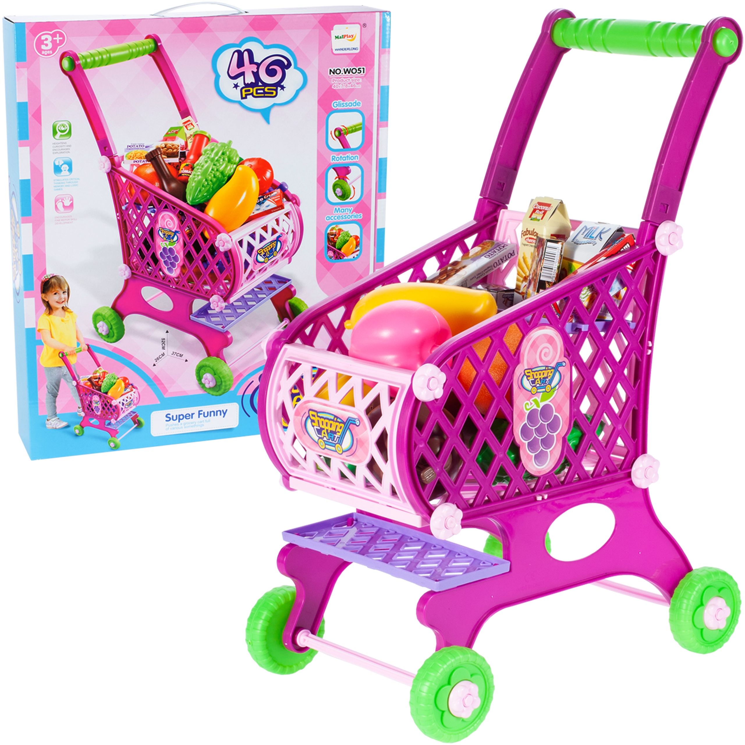 Supermarkt Einkaufswagen Kunststoff für Kinder Rollenspiel Spielzeug Zubehö 