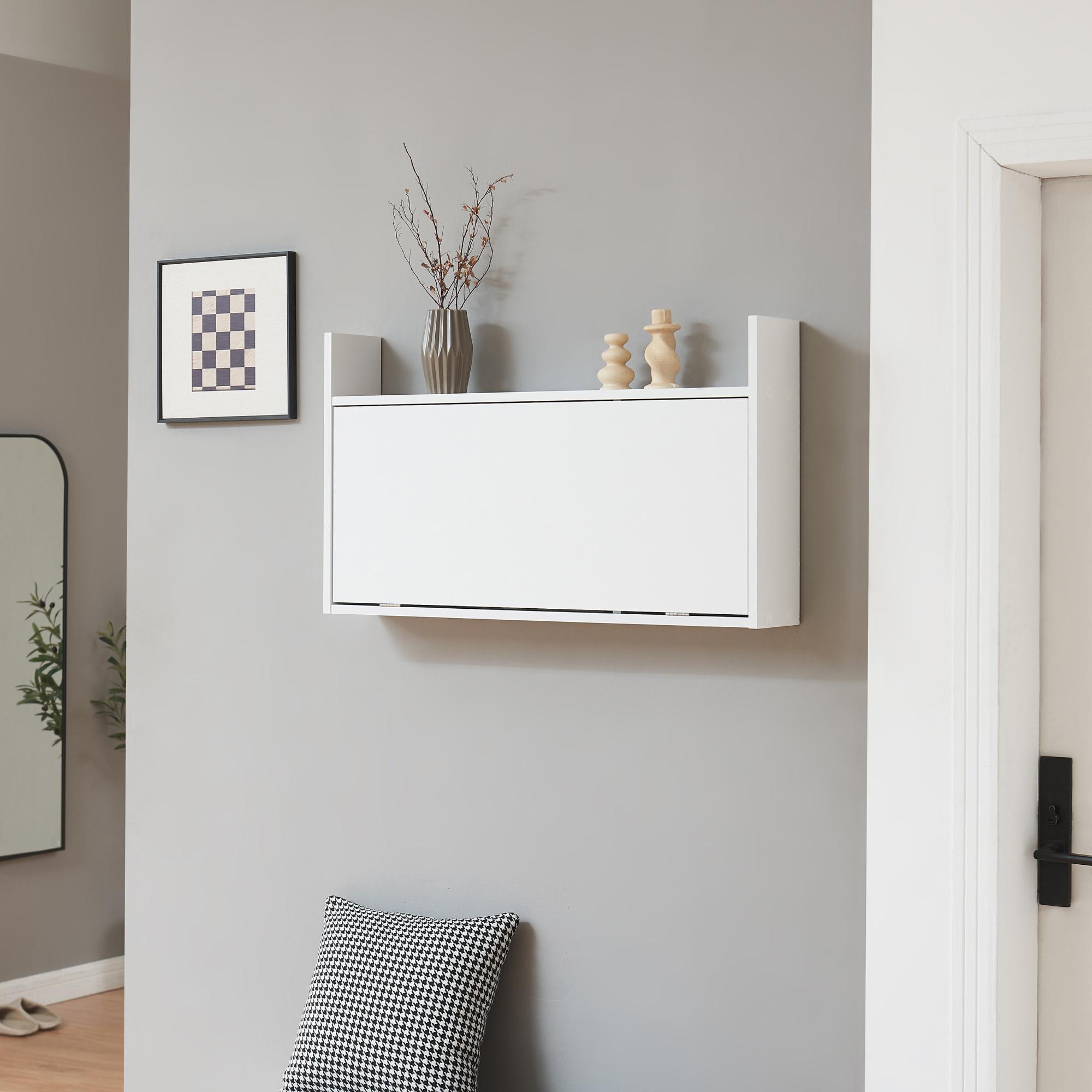 en.casa Klappschreibtisch ‘Rautalampi’ mit Ablage und 2 Fächern 83 x 48 x 15 cm Weiß