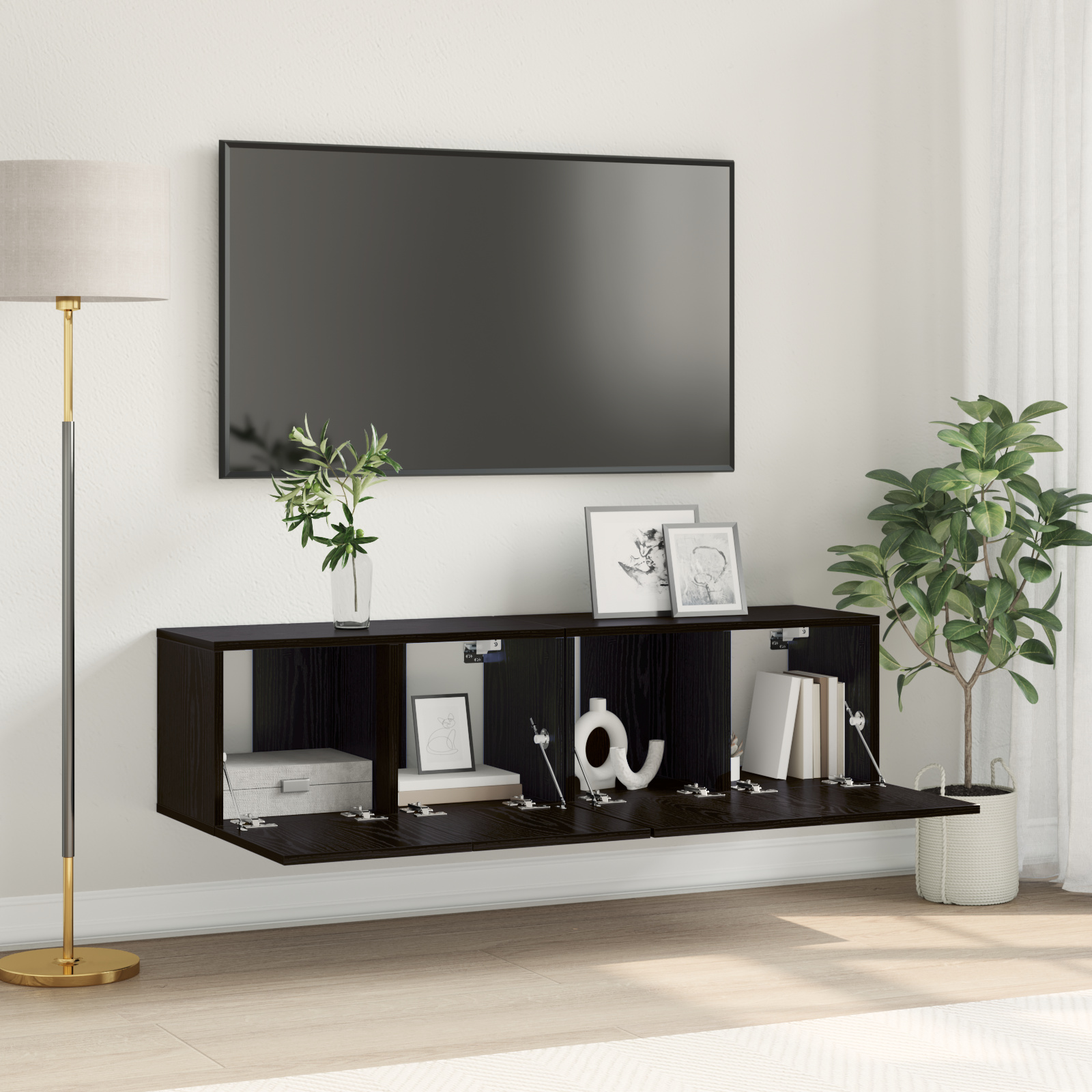 vidaXL TV-Schränkeset Schwarze Eiche Holzwerkstoff Klein TV-Schrank, TV-Schränke DesignMöbel Neu XM0000398503