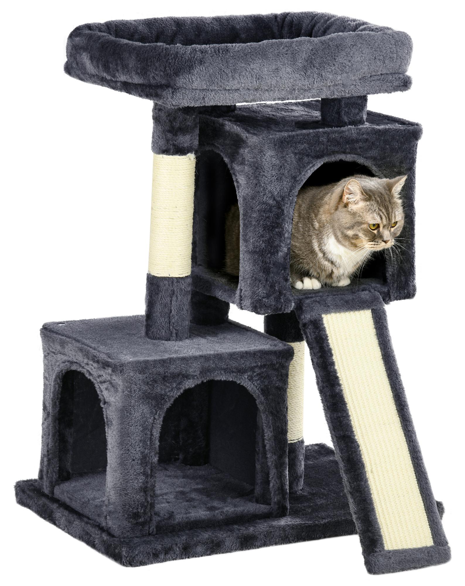 PawHut Katzenbaum Katzenkratzbaum Katzenbaum mit Sisalsäulen Dunkelgrau D30-286CG