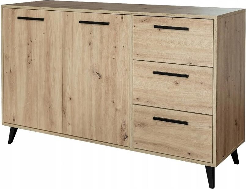 BETTSO Skandinavische Kommode schwarze Griffe COSTARICA 2D3S Artisan Eiche