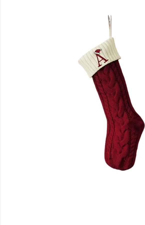 INF Personalisierter gestrickter Weihnachtsstrumpf mit Buchstaben A - Festdeko 399400
