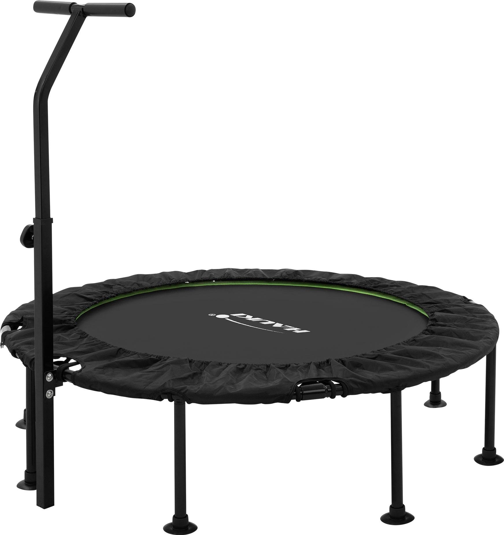Hauki Fitness trampolína vnútorná zelená Ø122 cm, tichý odraz s výškovo nastaviteľnou rukoväťou, mini trampolína na cvičenie na podlahe pre dospelých