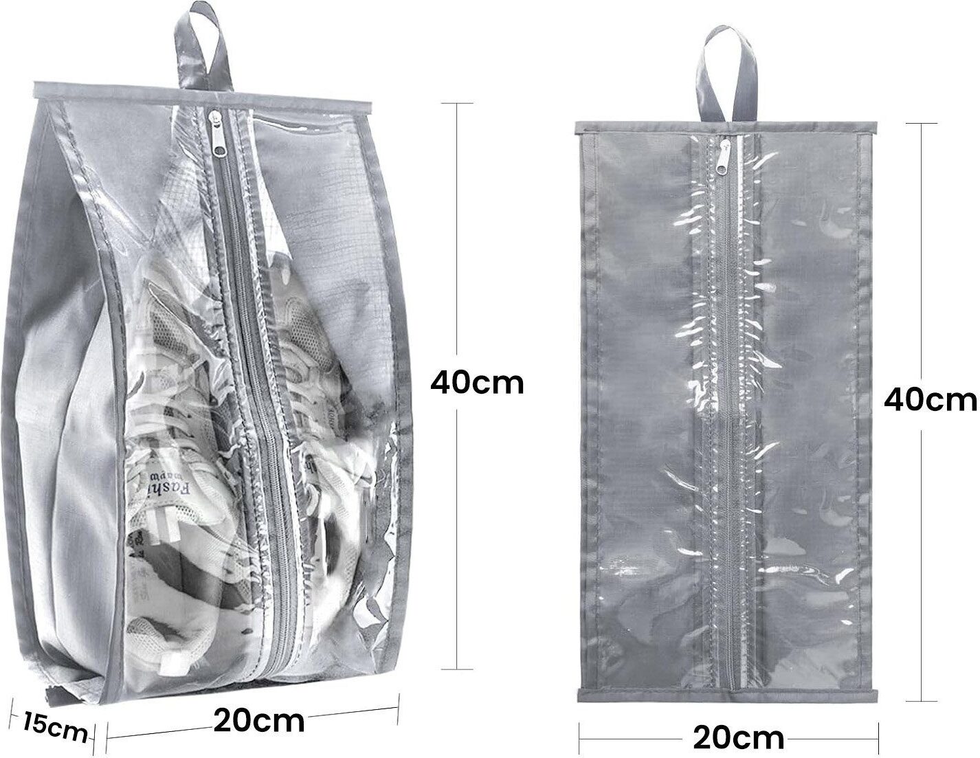 12 Stück Transparente Schuhtaschen 30x40cm - PE Schuhbeutel Mit Zugband & Etiketten