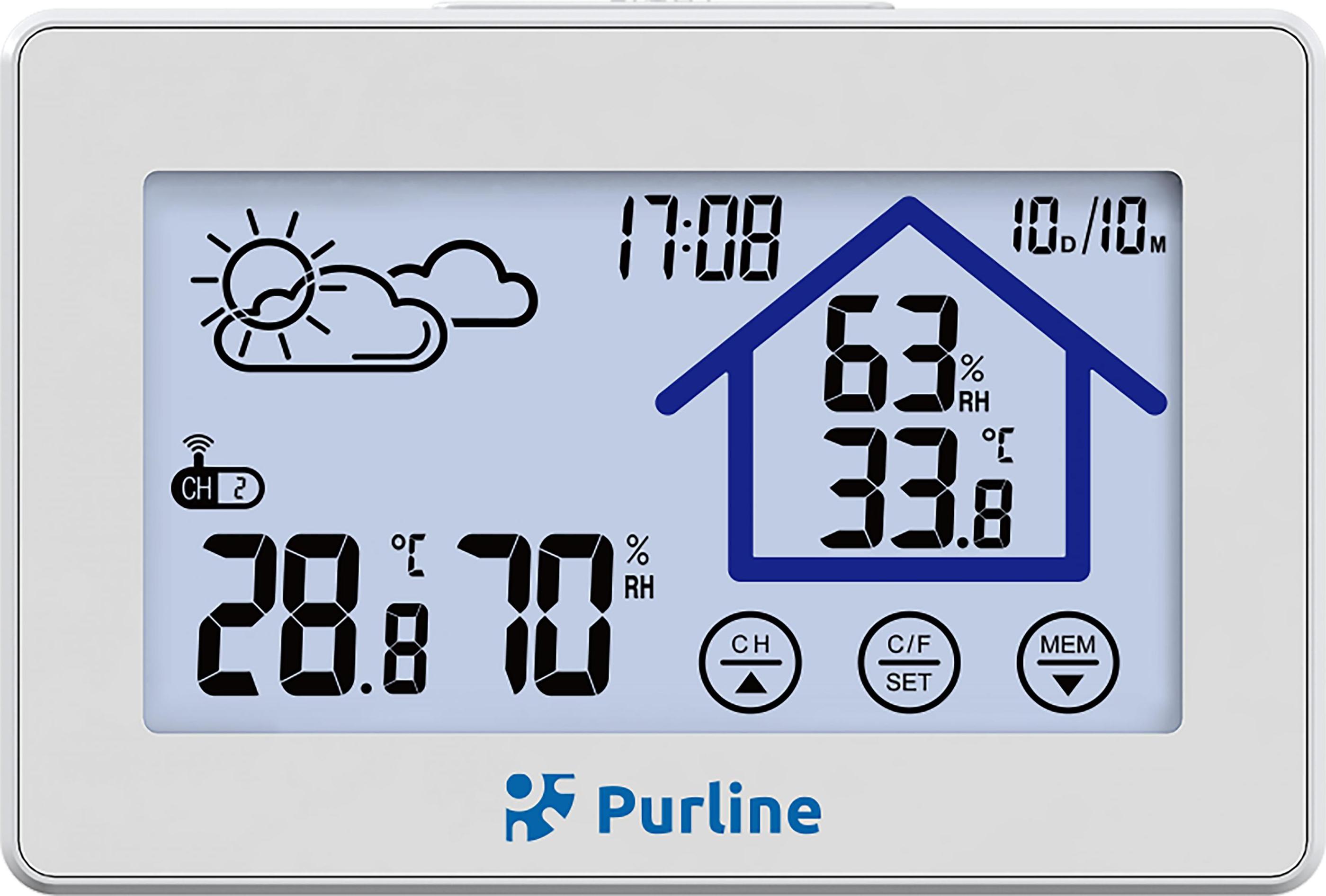 Purline Berührungsempfindliche Wetterstation mit Hygrometer und Außenfühler