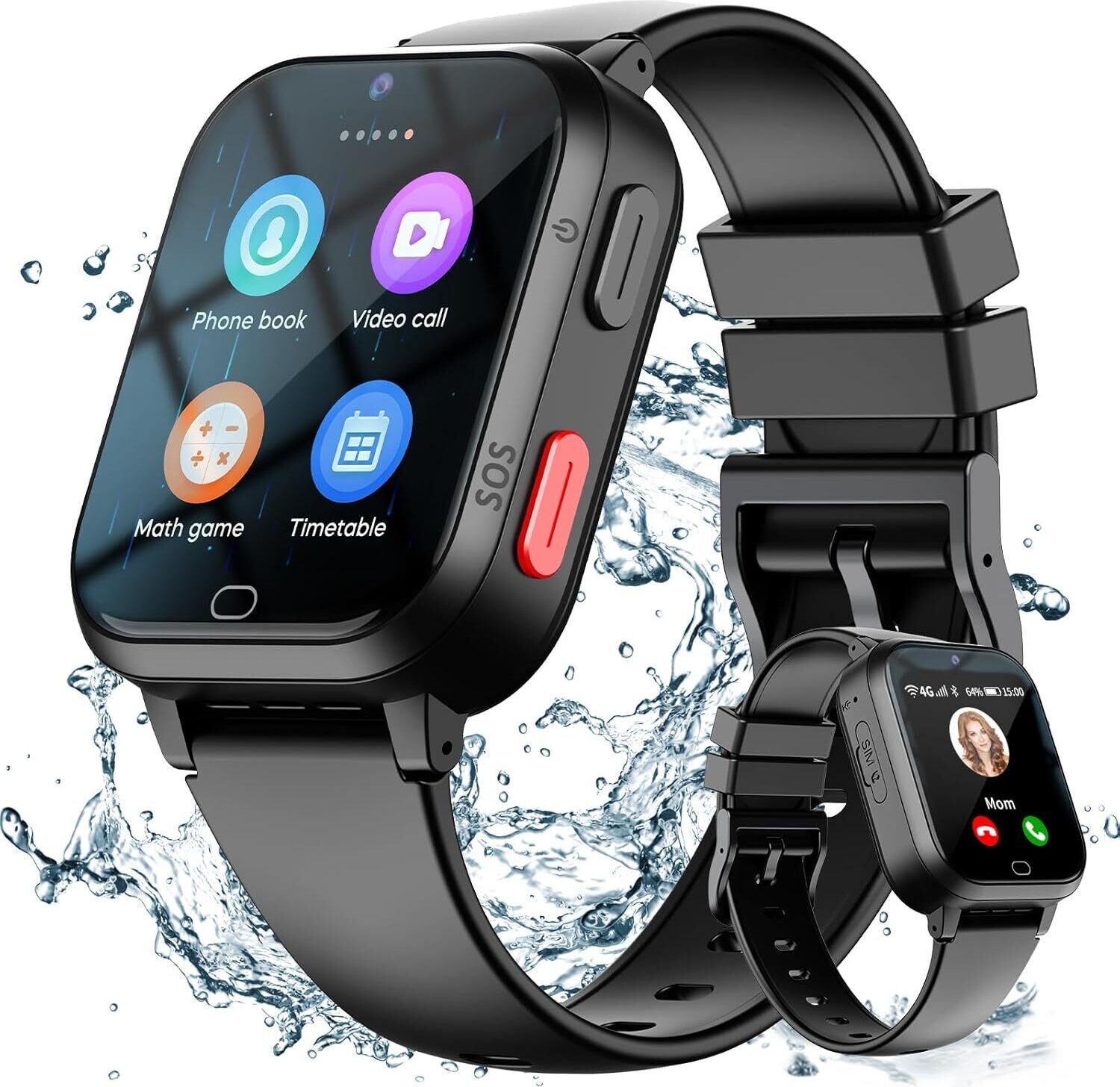 4G Smartwatch Kids, GPS Tracker Phone WiFi, Real-Time Position, Video Call Message, Waterproof, SOS, Pedometer, Geofence, Anti-Lost
