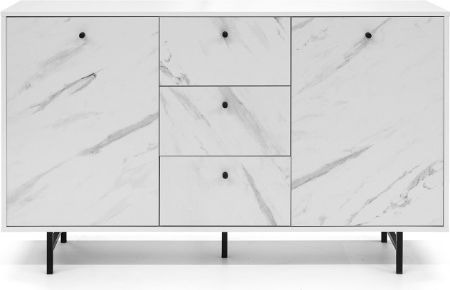 FURMEB Patryk Hojka Furmeb24 - VEROLI K2D3SZ - Zweitrige Kommode mit Schubladen , gerade Metallbeine , Marmor-Effeckt .