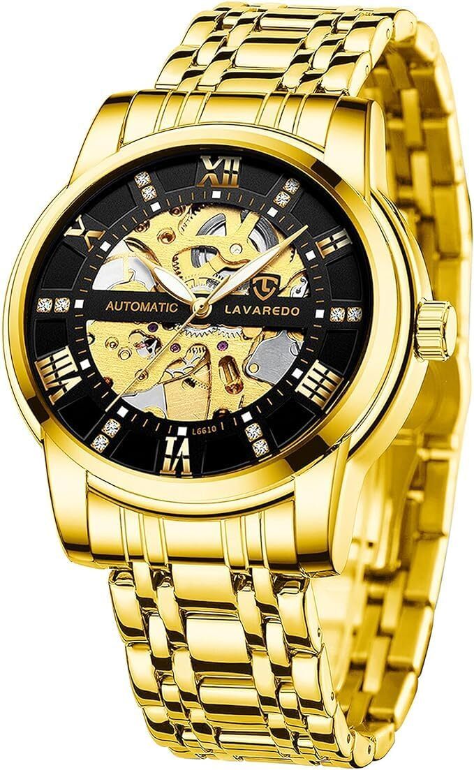 Automatické hodinky pánske skeleton sklo späť rímske číslice diamantový ciferník mechanické náramkové hodinky s náramkom z nehrdzavejúcej ocele