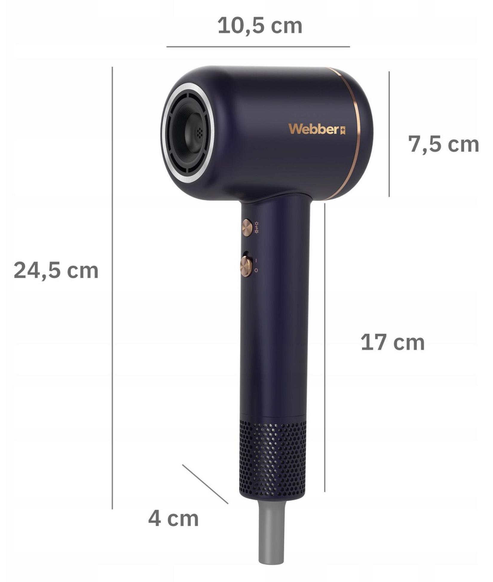 WEBBER 05HD-1698, 22 m/s, Navy, Gold, 3 m, Tasten, 1600 W, 220 - 240 V