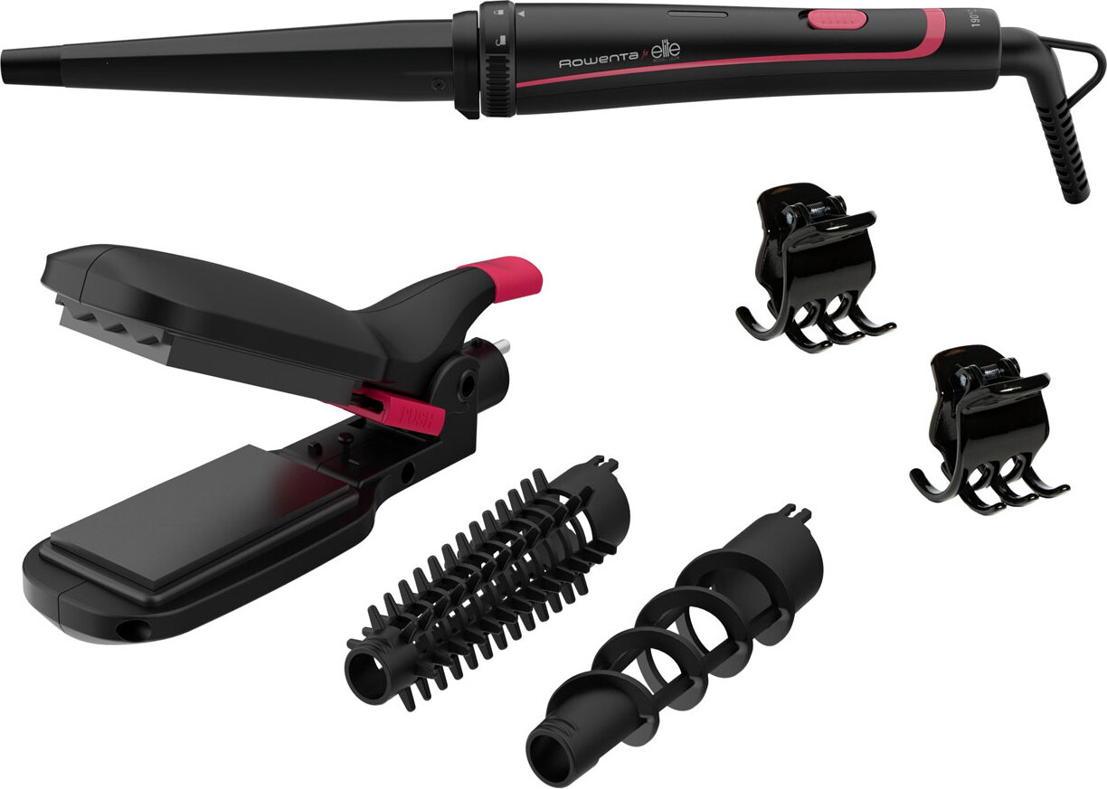 Rowenta Infinite Looks Multistyler 9 in 1 CF4222 Pink Leistungsregelung stufenlos:nein Breite:53 mm Höhe:69 mm Tiefe:317 mm Rowenta Styler- Multi CF4222: weitere Details Elite Infinite Looks Multistyler, 9-in-1-Gerät für unendlich viele Styling-Möglichkeiten, benutzerfreundliche Styling-Gerät, das als Haarglätter, Lockenstab, Kreppeisen und vieles andere eingesetzt werden kann, mit Keramikbeschichtung für strahlenden Glanz, Temperatureinstellungen Einheitstemperatur, inkl. 2 mittlere Haarklammer