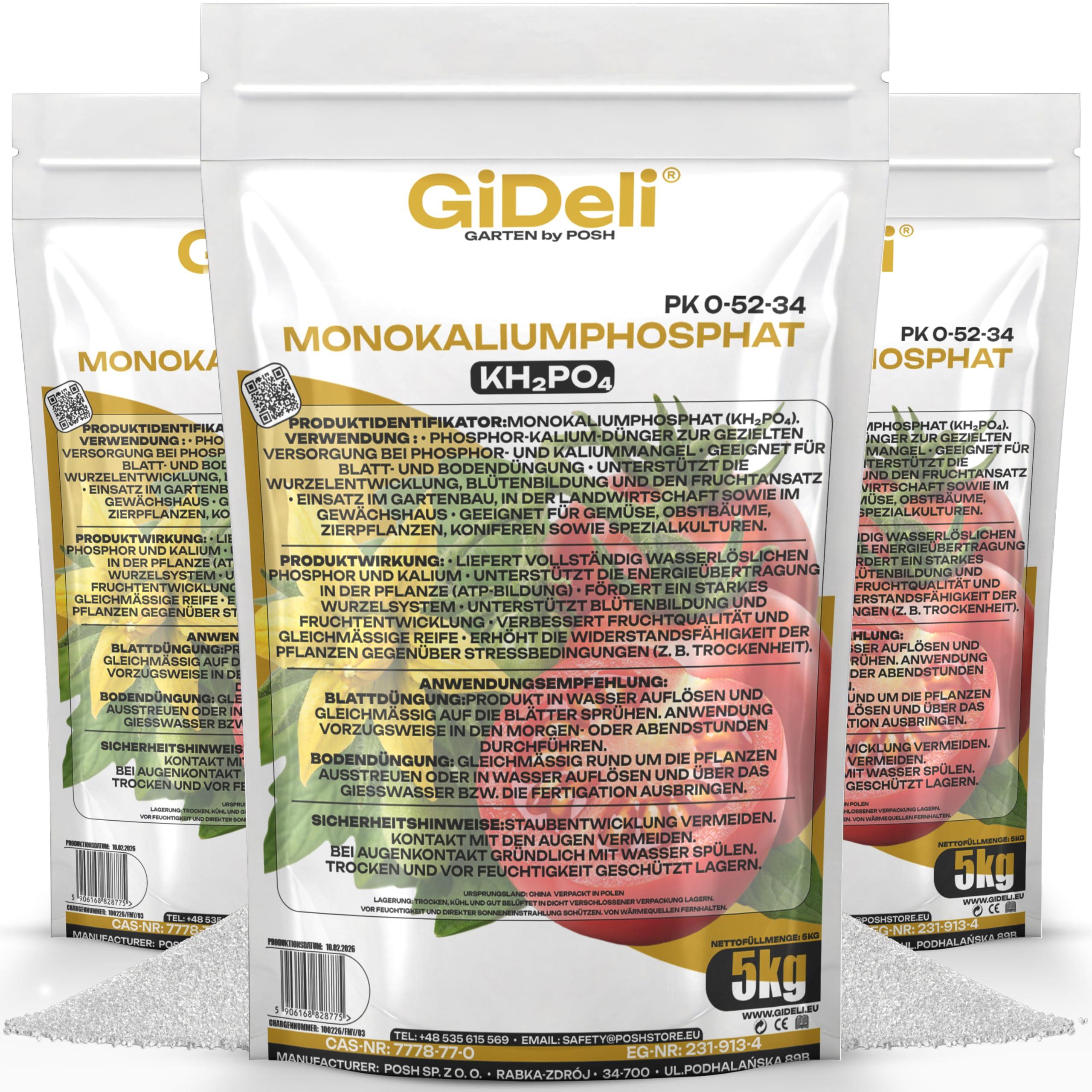 Posh Monokaliumphosphat 15kg MKP Phosphor Kalium P-K Dünger Blühbooster Blüte GiDeli