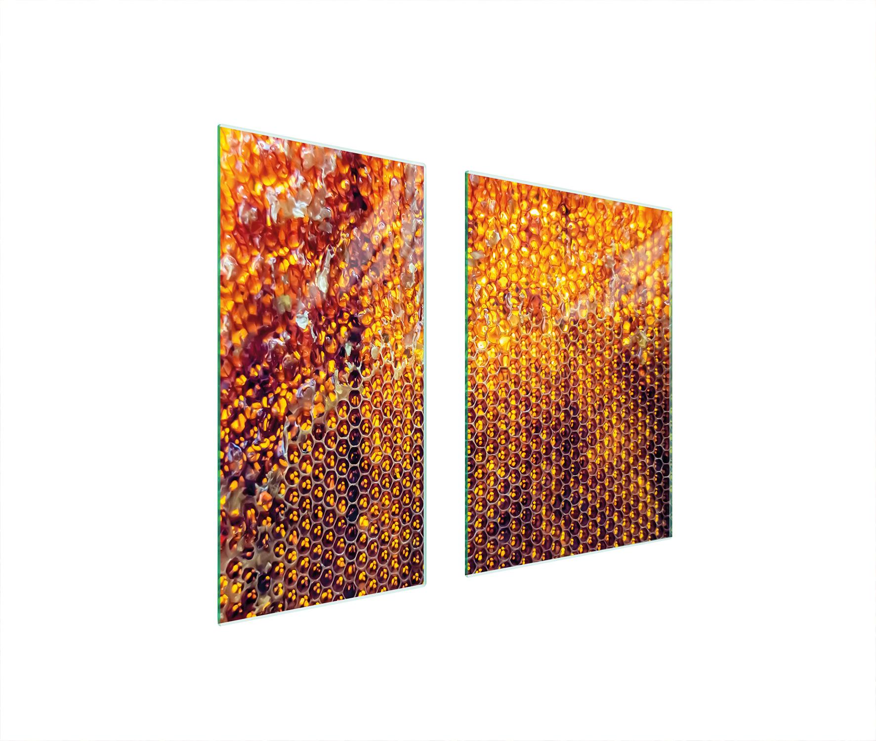 TMK ArtDeko Herdabdeckplatten 2 teilig 75x52 Ceranfeld Abdeckung Glas Schneidebrett Schwarz Orange