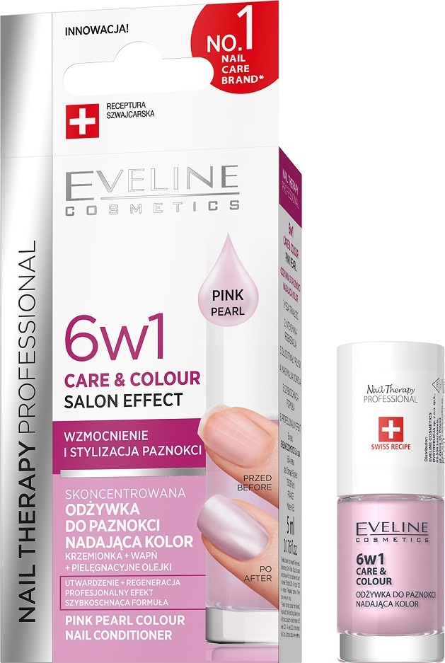 EVELINE Cosmetics Eveline 6in1 Nagelpflege & Farbtherapie Nagelspülung Pink Pearl, 5 ml