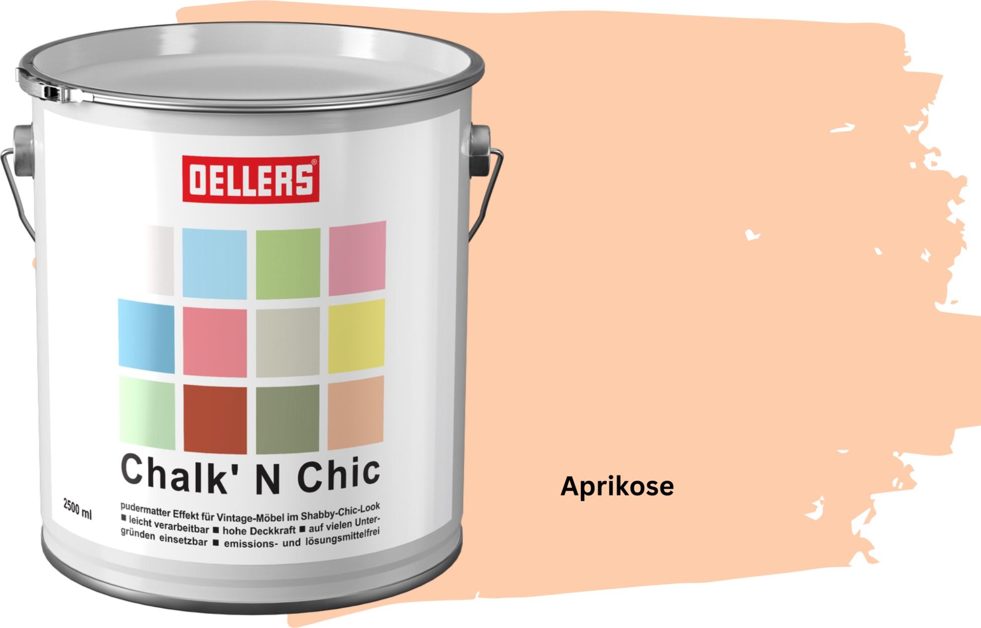 OELLERS creative OELLERS Chalk 'N Chic Kreidefarbe Aprikose 2,5L matt – für Shabby-Chic-Look & Vintage-Stil auf Holz, Beton, Raufaser, Gipskarton uvm. chalk-2.5-apri