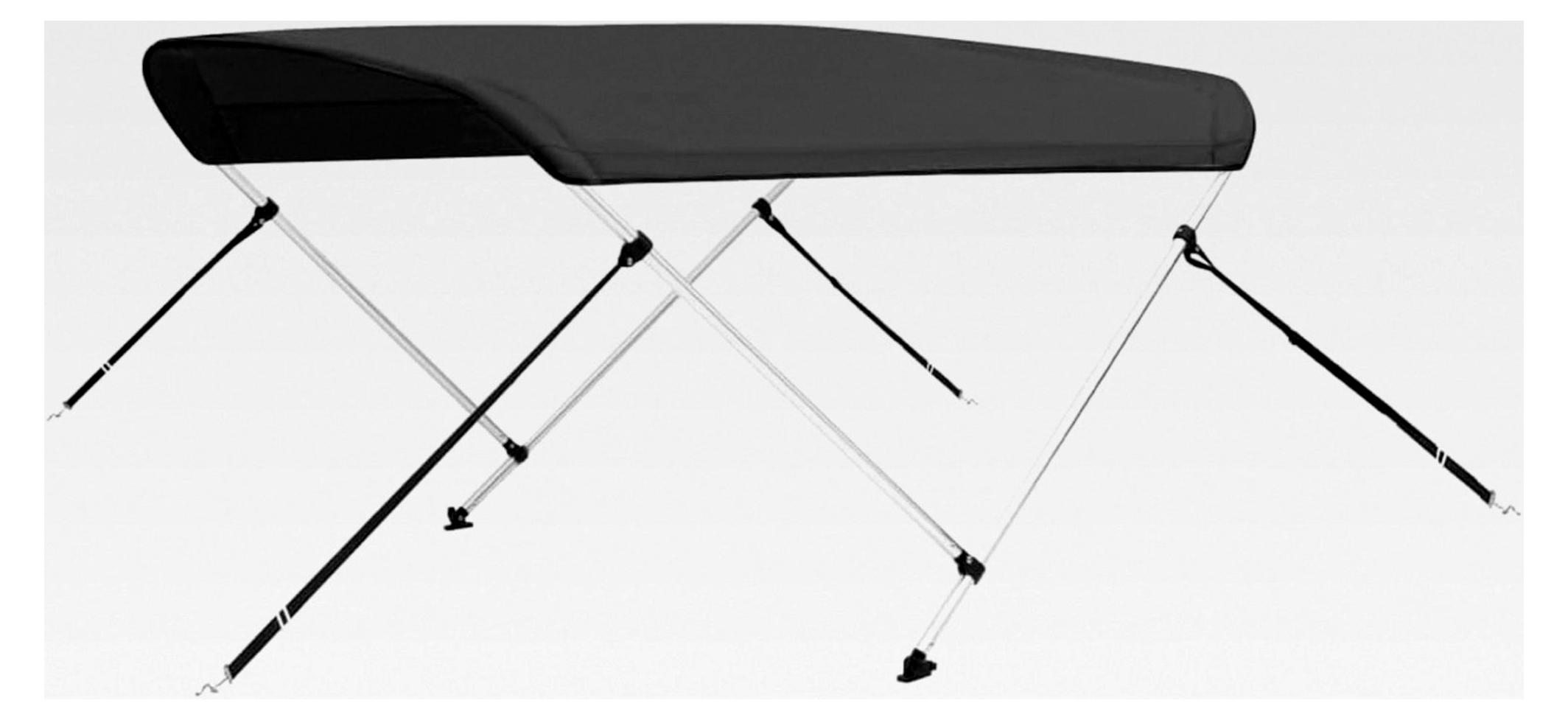 Markenlos UV- und wasserbeständiges Bimini-Top für Bootsfahrten - Anthrazit, 150 x 120 x 110 cm, 2-Bogen-Rahmen für den Außenbereich