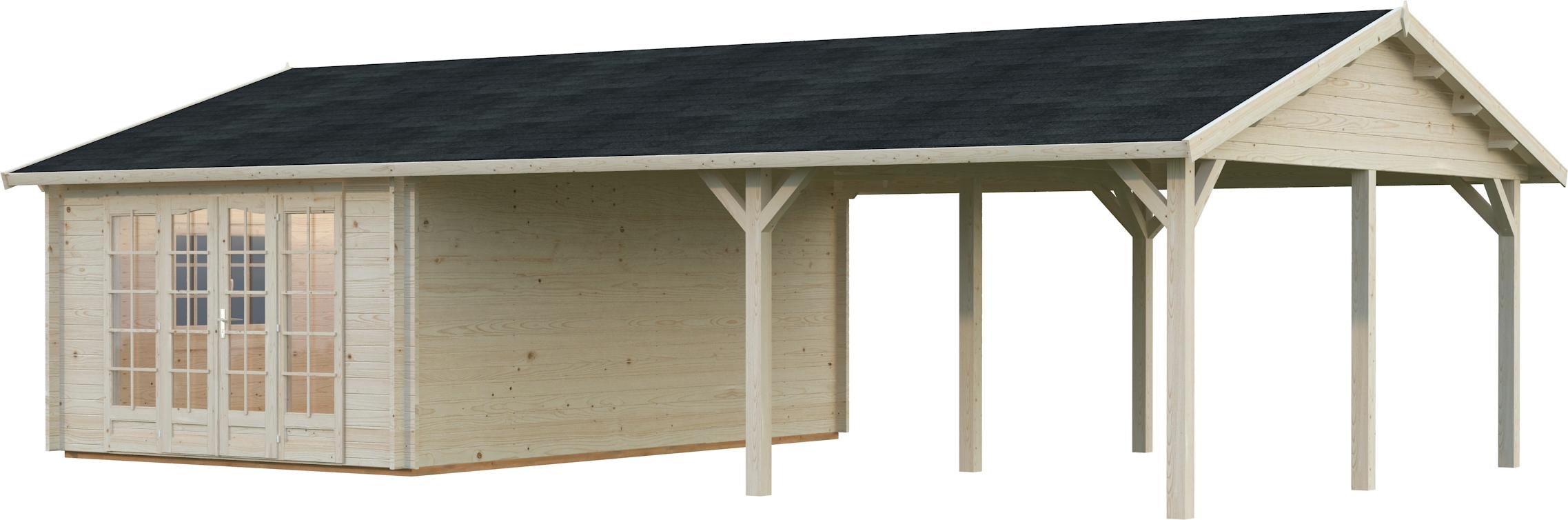 Palmako Gartenhaus Irene 21,9+5,2 m² - 44 mm naturbelassen