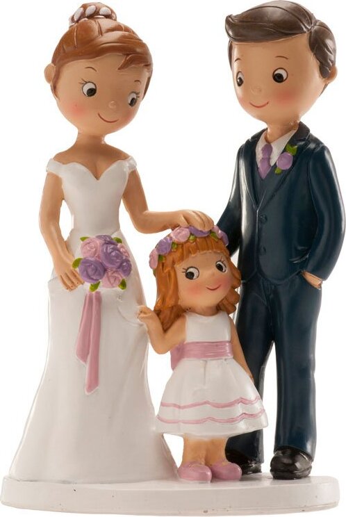 Dekora Hochzeitstortenfiguren 16cm Paar mit kleinem Mädchen 45230