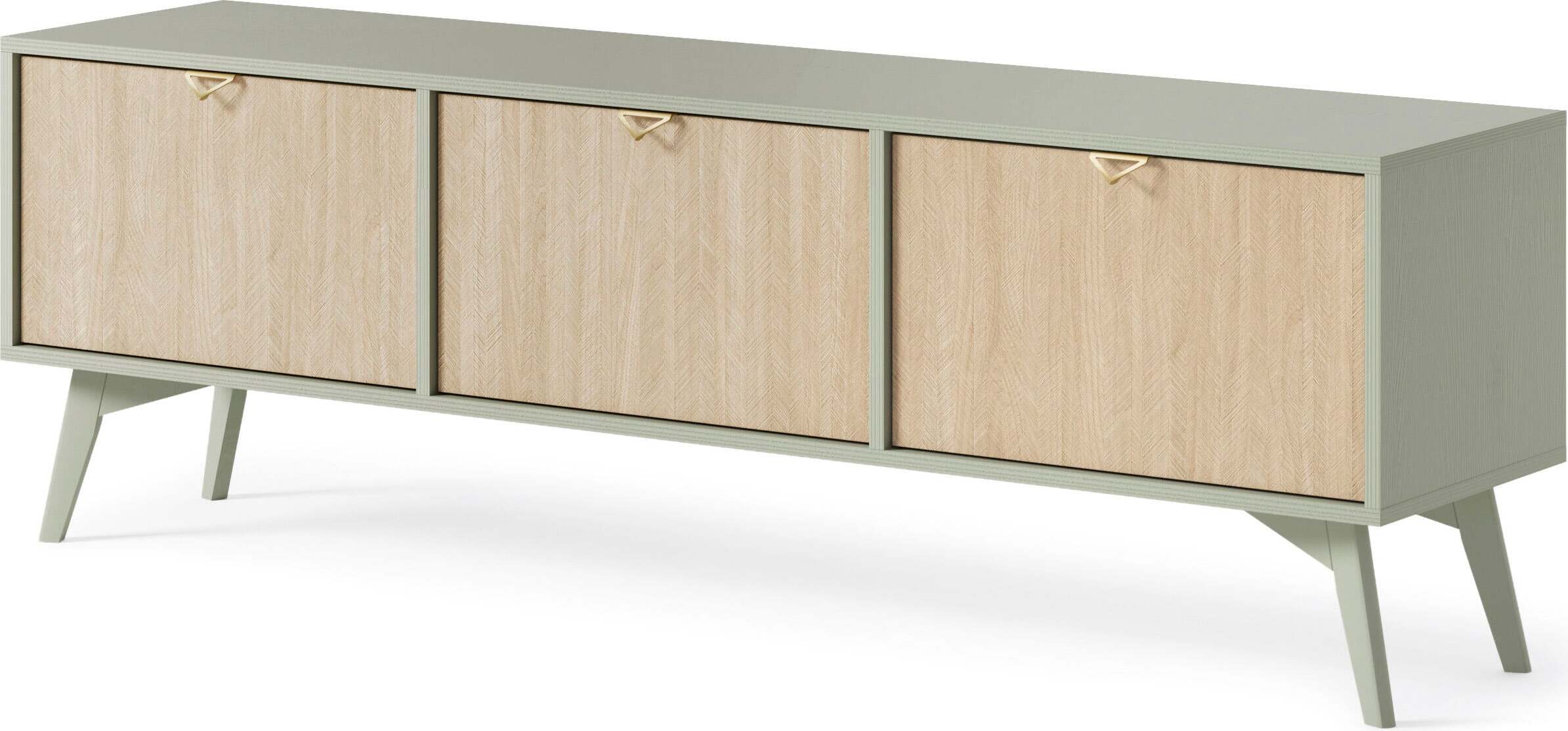 FURNLUX CLASSIC FURNLUX Tv-ständer Waldbeige Und Grün 158cm / Hauptfarbe: Beige / Abmessungen: 158 x 52 x 38 cm