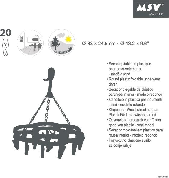 MSV Mini Wäschespinne schwarz rund 100906