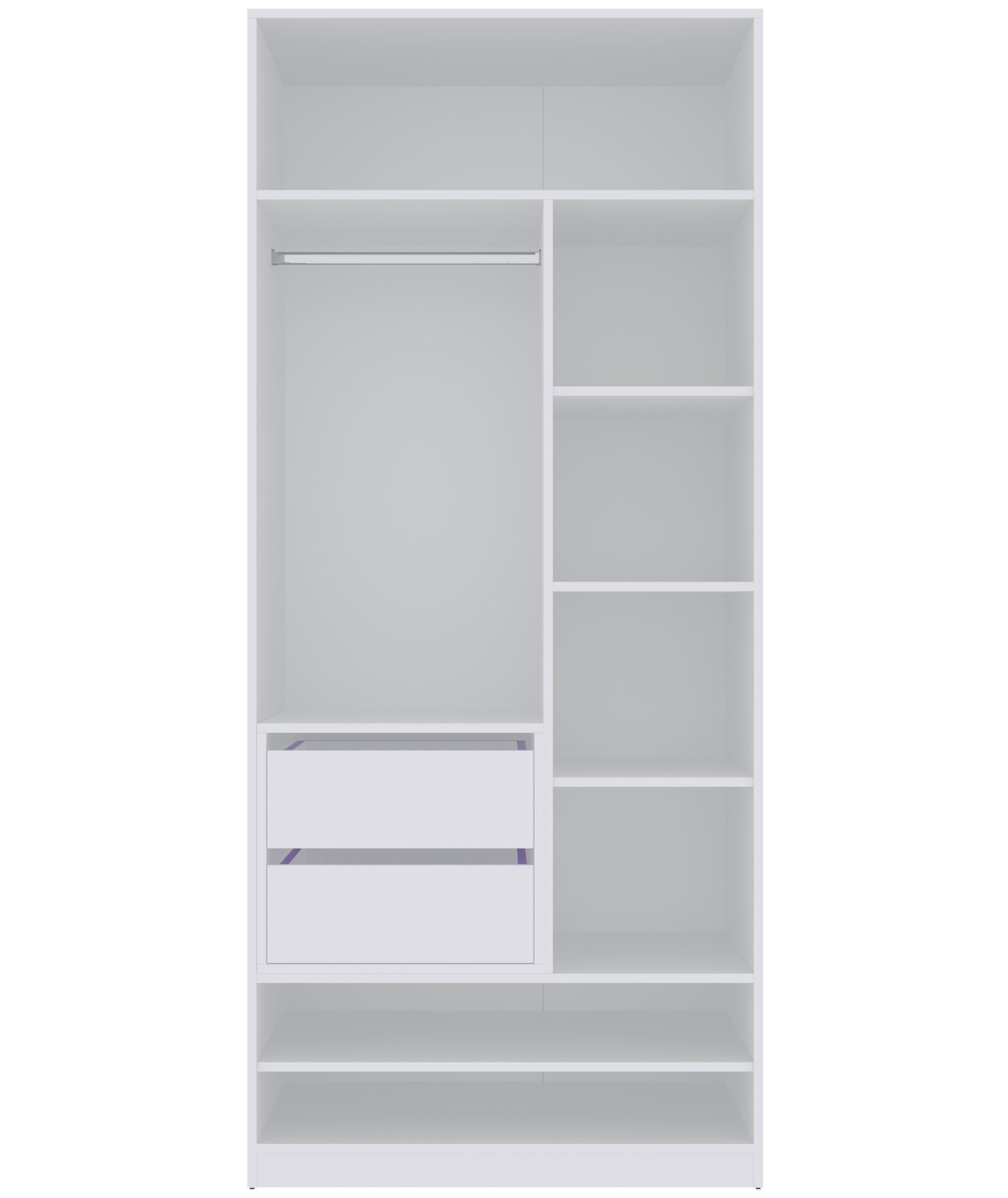 Marmex Möbel Marmex TRES SET13 Weiß offener Kleiderschrank mit Ablagen Schubladen 90x206x51cm TRES SET13B