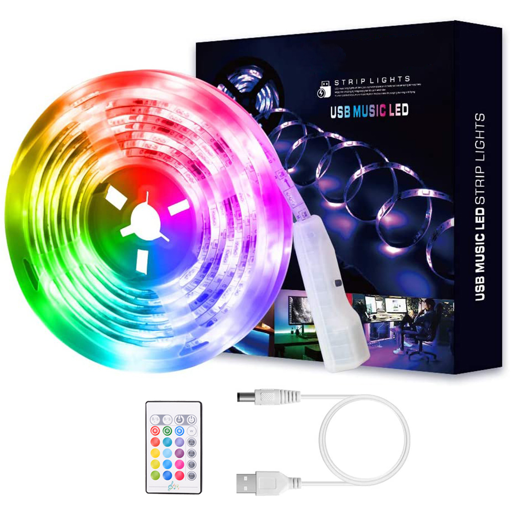 USB 5050 RGB LED Strip Streifen Licht mit Musik-Fernbedienung Mehrfarbige Band 