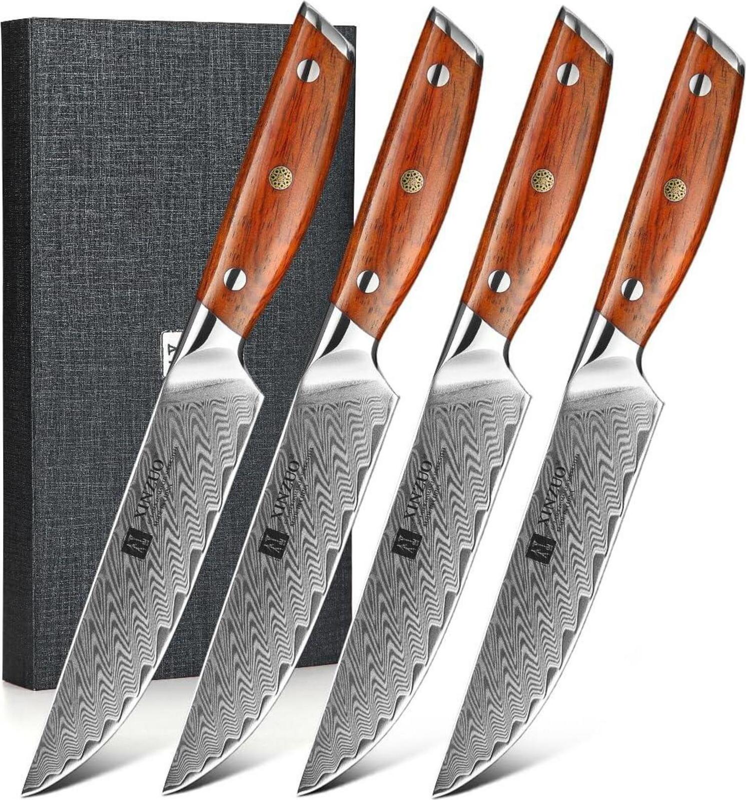 Sonstige XINZUO Damaststahl Steakmesser Set 4-teilig 12.7cm Premium Besteckmesser Kit