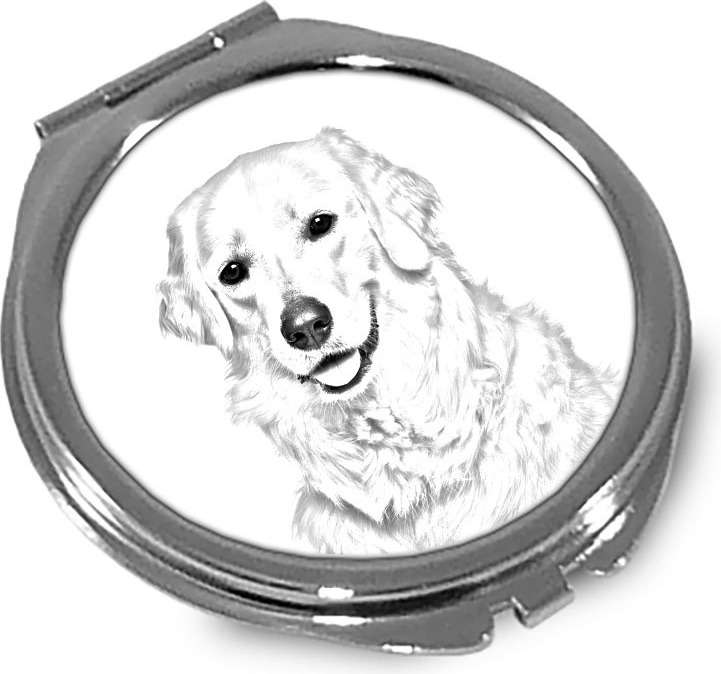 Kuvasz - Taschenspiegel mit Hund, personalisierter Taschenspiegel, kompakter Spiegel mit Art-Dog-Logo